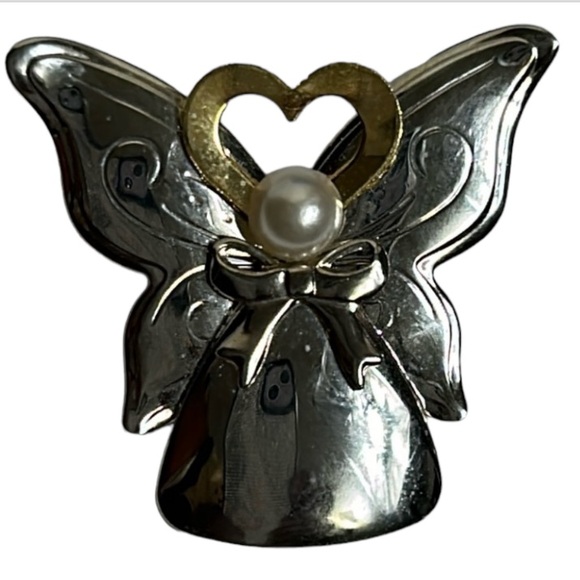 Vintage 94 Jane Pin/brooch Angel of Love Pearl Silver and Gold Signed - Picture 13 of 13